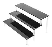 Cabilock Présentoir en Acrylique Noir à 3 Niveaux et Objets Artisanaux | Montage Facile, Design en Escalier, Surface Lisse et Claire, pour Collectionneurs, Pâtissiers, la Cuisine ou Étude