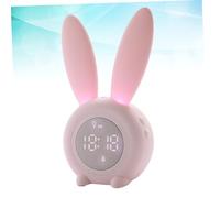 Cabilock Réveil Lapin LED Veilleuse de Nuit USB Rechargeable avec Fonction Snooze et Suspension Magnétique Horloge Silencieuse pour Bureau et Chambre Rose