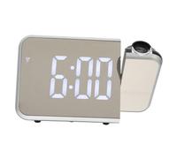 Cabilock Réveil Projecteur LED Multifonction, Horloge de Bureau Miroir Noire Lumière Blanche, Réveil Électronique pour Étudiants, Décoration Chambre et Bureau, sans Pile