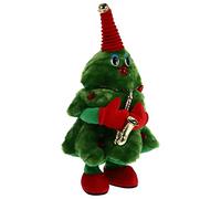Cabilock Sapin de Noël Chantant Et Dansant : Sapin de Noël Électrique s'allume Personnage de Noël Animé Peluche Sapin de Noël Musique Saxophone Jouet de Sapin de Noël pour Fêtes