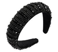 Cabilock Serrage-tête Accessoire Créatif Résistant en Cristal Noir Bandeau en Strass Non Déformable et Non Décolorant pour Festival et Fête