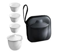 Cabilock Service à thé Gongfu - Théière et tasse en céramique chinoise portable avec couvercle pour voyage, bureau et extérieur, petite taille pour adultes