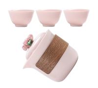 Cabilock Service à thé Gongfu - Théière et tasse en céramique chinoise rose avec couvercle floral, tasse à thé de voyage portable pour les voyages d'affaires, le bureau et les activités de