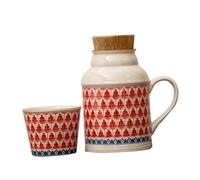 Cabilock Set Carafe et Tasse Céramique Vintage Capacité avec Poignée Résistante Chaleur Empilable et Facile à Nettoyer pour Maison et Bureau
