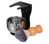 Cabilock Set Complet Rasage Homme avec Brosse Poils Sanglier Bol Mousse à Raser Inox et Support Pratique Kit Soin Barbe pour Mousse Dense et Nettoyage Facile