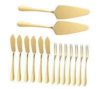 Cabilock Set Créatif Dustensiles Pâtisserie Acier Inoxydable Doré à Gâteau Fourchettes à Fruits et Couteaux à Beurre pour Mariage Anniversaire et Service Facile des Desserts