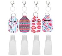 Cabilock Set de Housses de Bouteille avec Mousqueton ou en Néoprène Lot de 4 pour 30ml Portable Facile à Attacher Couleur Aléatoire Produits Liquides Paquet à Dos