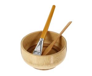 Cabilock Set d'Outils pour Masque Visage en Bois Naturel Spatule et Pinceau pour Cosmétique Maison DIY Kit Odeur pour Soins Peau