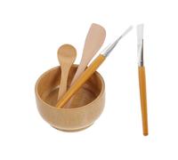 Cabilock Set pour Masque Facial Bois Naturel Bol à Masque Cuillère Pinceau et Spatule pour Création de Soins Esthétiques DIY Kit Professionnel Visage Sûr