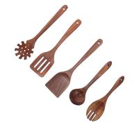 Cabilock Set Ustensiles de Cuisine Bois Spatules Plates Cuillères à Mélanger Louche et Fourchette de Service Ustensiles de Cuisson Polyvalents pour Sauter Frire et Servir Au Quotidien