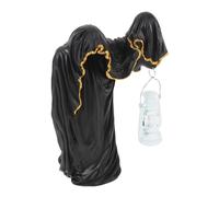 Cabilock Statue avec Lanterne Résine Décoration Halloween pour Table Bureau et Jardin Figurine Gothique Compacte pour Fête et Maison