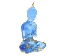 Cabilock Statue De Bouddha Assis en Résine Bleu, Sculpture Décorative Artisanale pour Bureau, Ornement Spirituel Compact Anti-Renversement, Décor Et Contemplation