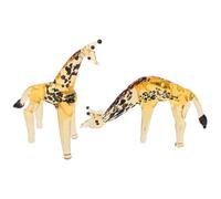 Cabilock Statue de Girafe en Verre Soufflée Main 2pcs, Ornement Créatif Jaune, Transmission Lumineuse Fine, Décoration Polyvalente pour Centre de Table ou Bibliothèque