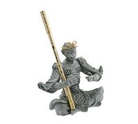 Cabilock Statue du Roi Singe Sun Wukong Petite Taille en Grès Robuste Décoration Intérieure Bouddha Statue Méditante Ornement pour Aquarium Et Jardin Asiatique