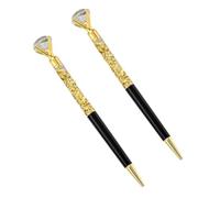 Cabilock Stylos à bille métal avec diamant, lot de 2 stylos pour bureau et école, noir, écriture lisse, design résistant