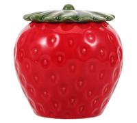 Cabilock Sucrier en céramique avec couvercle en forme de fraise, récipient pour biscuits, bonbons, sucre, sel et poivre, pour comptoir de cuisine, café, bar