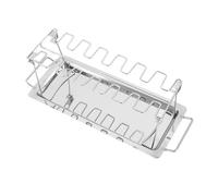 Cabilock Support de Cuisses et Parties de Poulet Acier Inoxydable Fentes avec Bac Récupérateur pour Four et Barbecue Extérieur Rack Robuste pour Rôtissage et Nettoyage Facile