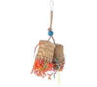 Cabilock Suspendu à Mâcher pour Perroquet en Bois Tressé de Feuilles de Palmier, Déchiquetage pour Cage à Oiseaux, Solide et Coloré pour Divertissement Couleur Aléatoire