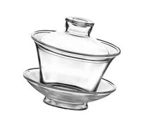 Cabilock Tasse à Thé Verre avec Couvercle Design Transparent Classique Bol à Thé Épais Chinoise pour Infusion à ou