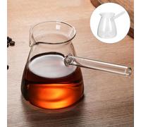 Cabilock Théière En Verre Borosilicate 450Ml Cezve Transparent Poignée Latérale Résistante Chaleur Pour Café Turc Et Lait Chauffé