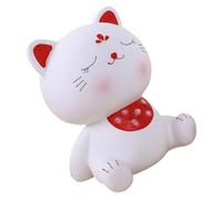 Cabilock Tirelire Chat Créative Décorative pour Adultes Taille Standard en Résine Incassable Blanc Cassé pour Bureau et Maison Présent Ménager