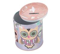 Cabilock Tirelire Garçon et Filles Hibou en Fer Blanc Grosse Capacité Boîte à Pièces Motif Dessin Animé Pot d'Épargne Conteneur d'Économie Décorative pour Fille Garçon Anniversaire Maternelle Violet