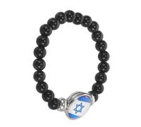 Cabilock Verre Bracelet de Perles Drapeau Israélien Style Chic Mixte, Noir | Finition Polie, Port Confortable, pour Poignets et Tenues, Présents D’anniversaire ou Fêtes