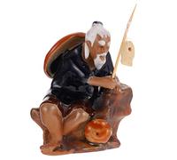 Cabilock Vieil Homme De Pêche en Céramique Mini Figurine De Pêcheur Statue De Jardin Pêcheur Figurine Pêcheur Chinois Ancienne Statue De Pêcheur en Céramique Sculpture Table à Manger Aîné