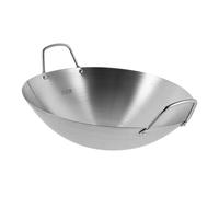 Cabilock Wok Acier Inoxydable Fond Rond avec Double Poignée Anti-chaleur Capacité Poêle Polyvalente pour Friture et Cuisine Sichuan Ustensile de Cuisine Pratique