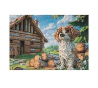 Cabin Caniche à la Ferme 300 Pieces Casse-tête Adulte en Carton Anti-Déchirure Haute Difficulté Motif Complexe Anti-Stress Passe-Temps Cadeau Noël Pas Cher 300 PCS