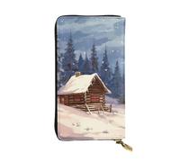 Cabin in the Woods Portefeuille en cuir pour femme - Long porte-monnaie ultra fin - Porte-cartes de crédit - Pochette à deux volets