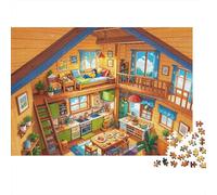 Cabin Interior Jigsaw Puzzles 1000 Pièces Matériau Recyclable Maximalism Home Senior Puzzles Educational Game Accessoires de Jeu Parent-Enfant de Décompression 38x26cm/1000pcs