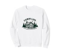 Cabin Life Escapade Rustique en Pleine Nature pour Amoureux de la Nature Sweatshirt, Unisexe pour Adultes, Blanc, M