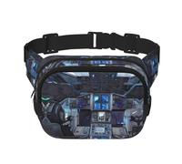 Cabin of the Future Sac banane carré double couche - Sac banane unisexe partout pour la course, les voyages, la randonnée, le fitness, noir, taille unique, Noir/blanc, One Size