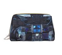 Cabin of the Future Trousse de maquillage pour femme - Grande capacité - Trousse de maquillage de voyage en cuir synthétique avec fermeture éclair - Organiseur portable large ouvert, blanc, taille