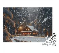 Cabine Confortable Hiver Coffret Puzzle 1000 Pièces Papier Écologique pour Seniors Passionnés, Puzzle Anti-Stress, Amusement De Voyage, Choix Cadeau De Noël Populaire 52x38cm/1000pcs