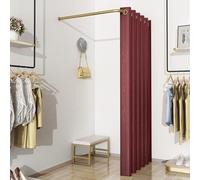 Cabine D’essayage, Salle De Ressing L-Dressing Autonome, Dressing Mobile Portable, Cloison De Confidentialité De Protection Au Sol pour Magasin De Vêtements De Bureau, Claret, 80x80cm