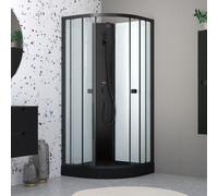 Cabine de douche 1/4 de cercle 85x85x200 cm - Portes coulissantes - Receveur Noir Mat