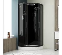 Cabine de douche 1/4 de cercle Hydro 95x95x215 cm - Portes coulissantes - Fonds & Profilés Noir Mat