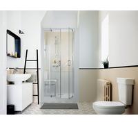 Cabine de Douche 100x80cm Kinedo Kinemagic Sérénité, Niche, Bande Centrale, Thermo, Mi-hauteur, Portes pivotantes