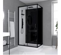 Cabine de douche 110x80x215cm - Verre Trempé - Mitigeur Noir - DUALITY 4 RECTANGLE