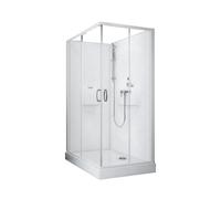Cabine de douche 120x80 cm Izibox 2 - accès d'angle par portes coulissantes sérigraphiées LEDA