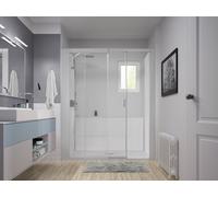 Cabine de Douche 160x70cm Kinedo Kinemagic Design, Niche, Bande Centrale, Mi-hauteur, Porte coulissante