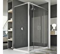 CABINE DE DOUCHE 2 PAROIS OUVERTURE CENTRALE 2 PORTES ANGULAIRE VERRE