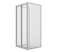 CABINE DE DOUCHE SALOON TROIS CÔTÉS 2 PORTES PIVOTANTES VERRE TRANSPARENT H198