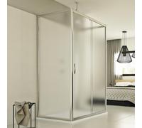 CABINE DE DOUCHE 3 PAROIS 90X120X90 CM PORTE UNIQUE VERRE OPAQUE COULISSANT