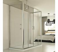 CABINE DE DOUCHE 3 PAROIS 90X140X90 CM 2 PORTES TRANSPARENT COULISSANTES
