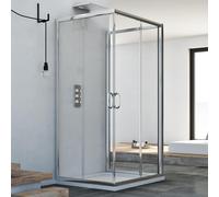 CABINE DE DOUCHE 3 PAROIS 90X70X90 CM COULISSANTE VERRE TRANSPARENT