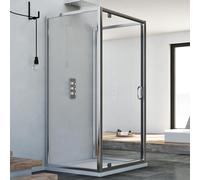 CABINE DE DOUCHE 70X90X70 VERRE 3 PAROIS TRANSPARENT OUVERTURE À PIVOT 90