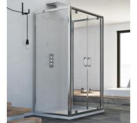 CABINE DE DOUCHE 3 PAROIS VERRE 2 PORTES À PIVOT SINTESI TRIO 2